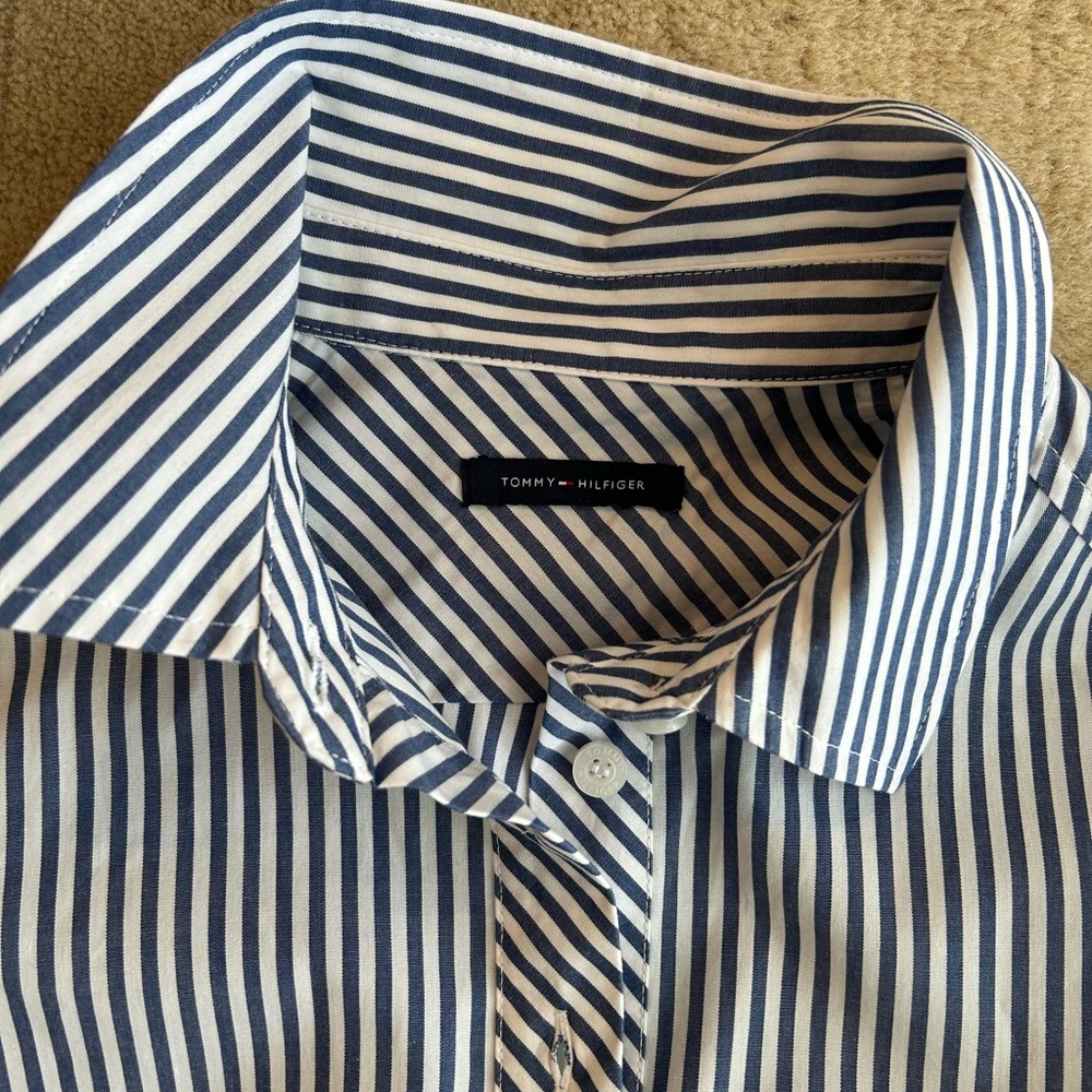 Tommy Hilfiger Striped Short Puff Sleeve Dress - Picture 2 of 3